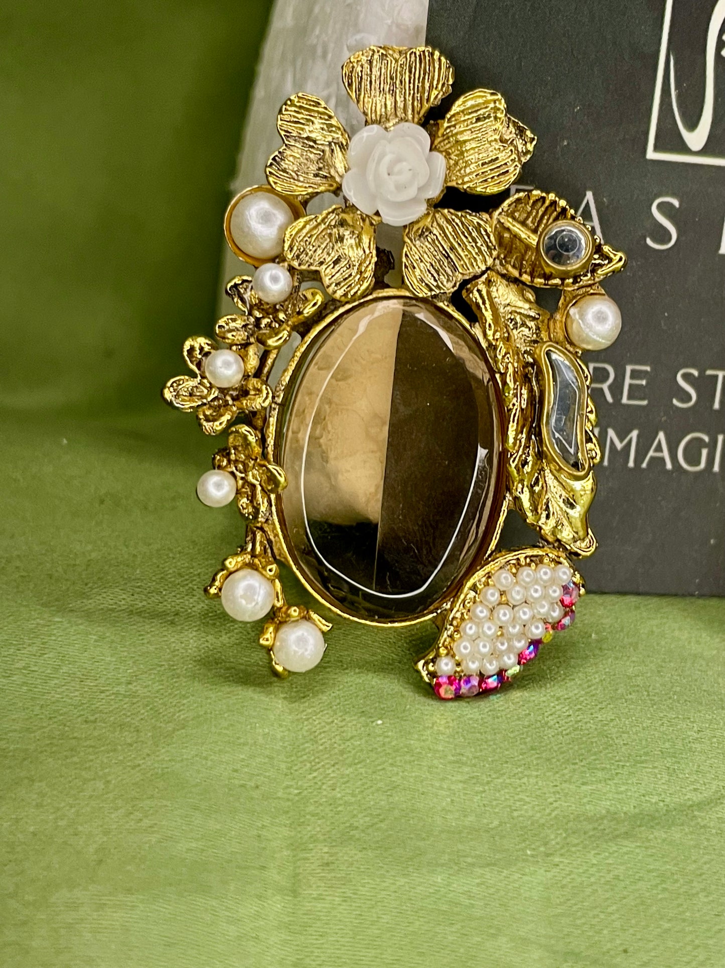 Earrings - Turkish Stones Ovl Floral Studs - Golden