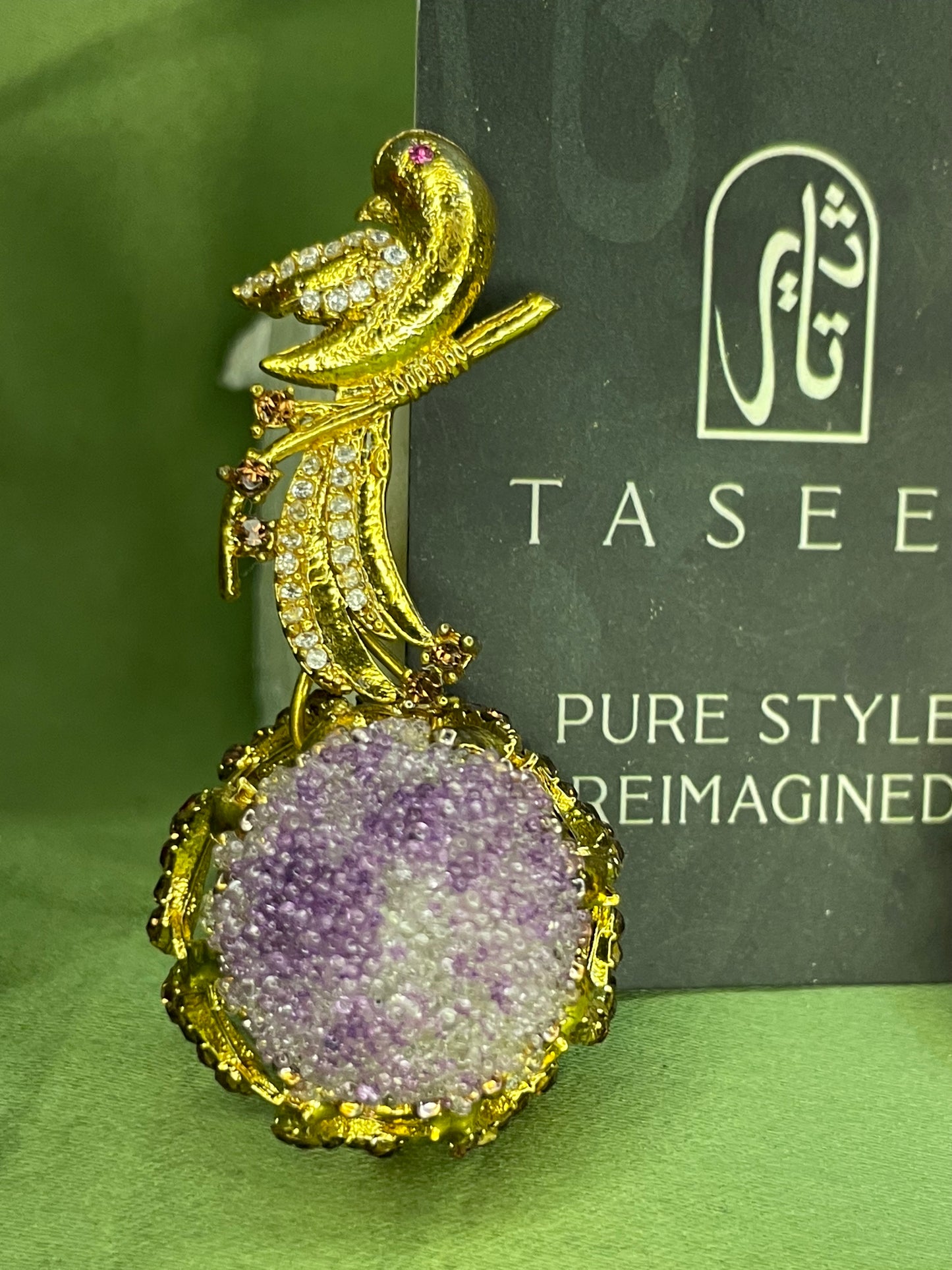Earrings - Parrot Crushed Stones Long Earrings - Purple
