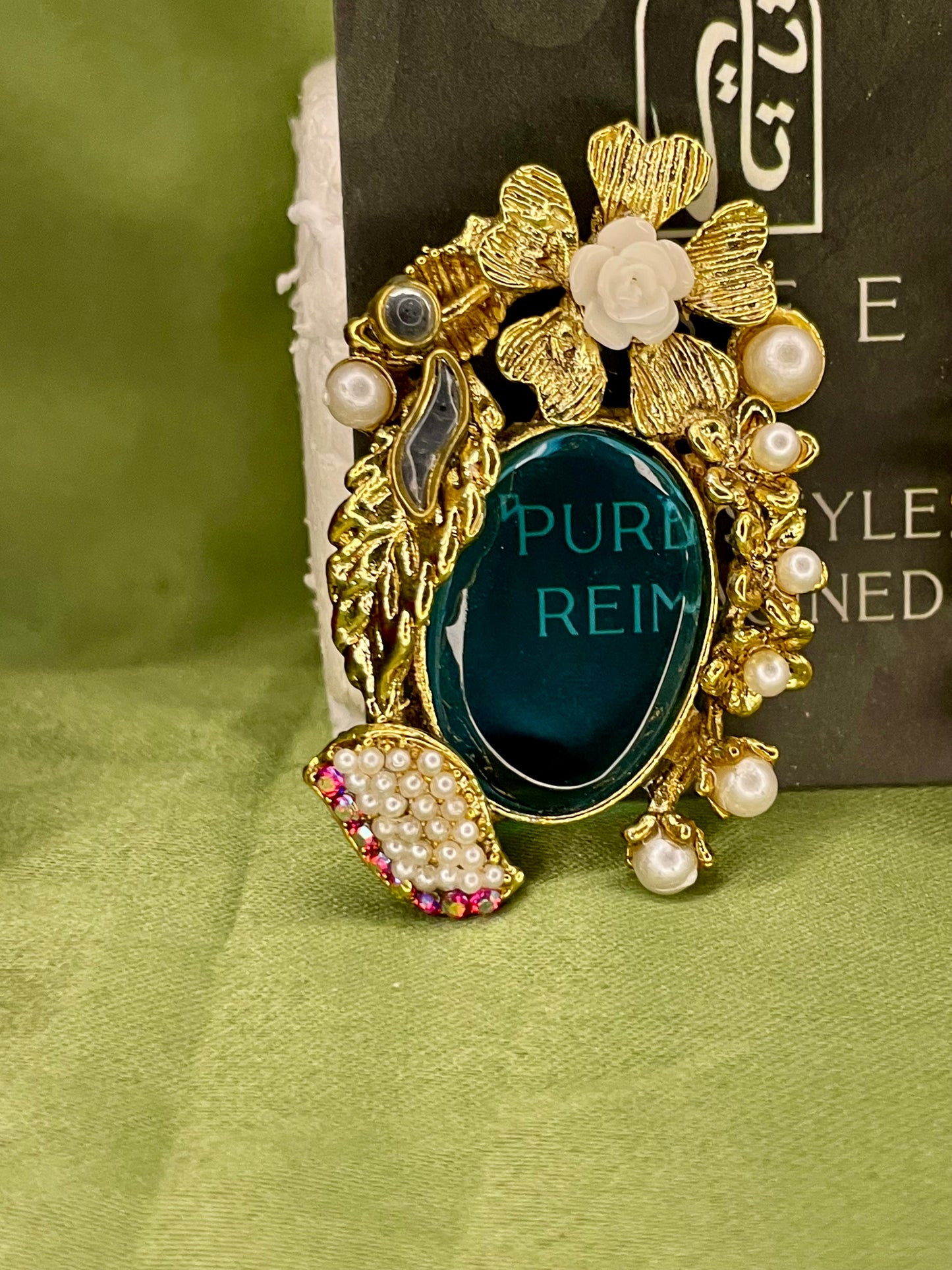 Earrings - Turkish Stones Ovl Floral Studs - Pale Blue