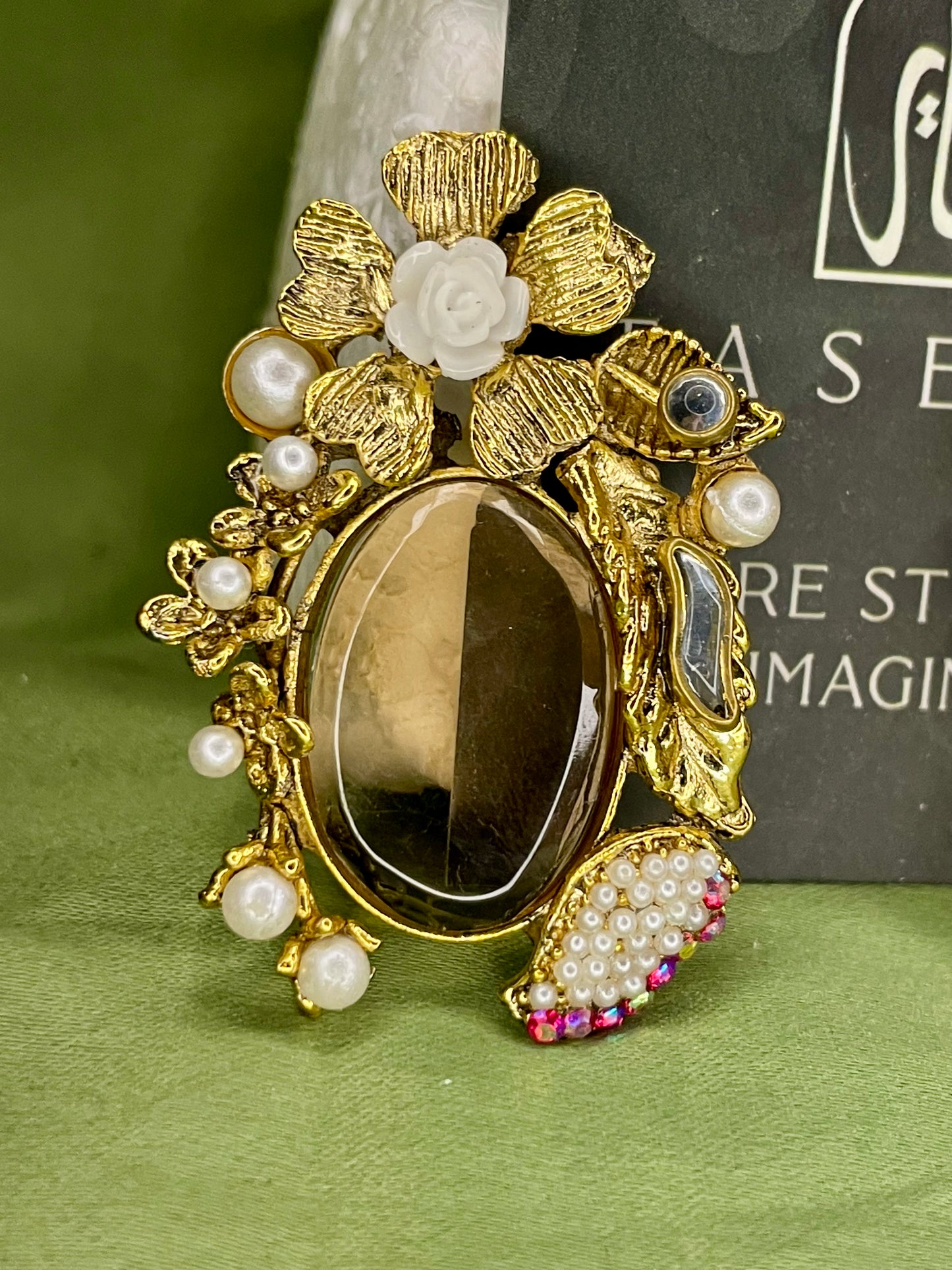 Earrings - Turkish Stones Ovl Floral Studs - Golden