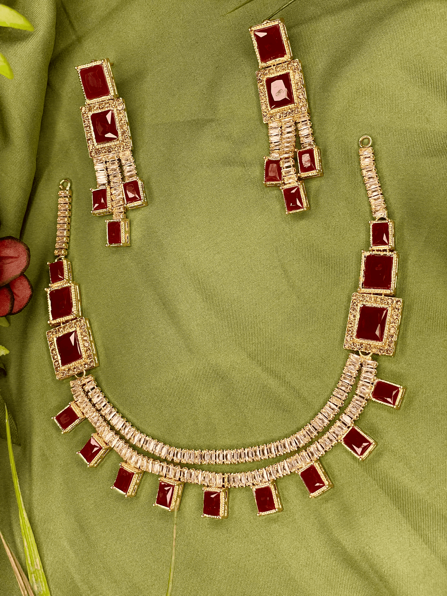 Mala Necklace Set - Red - TNC03