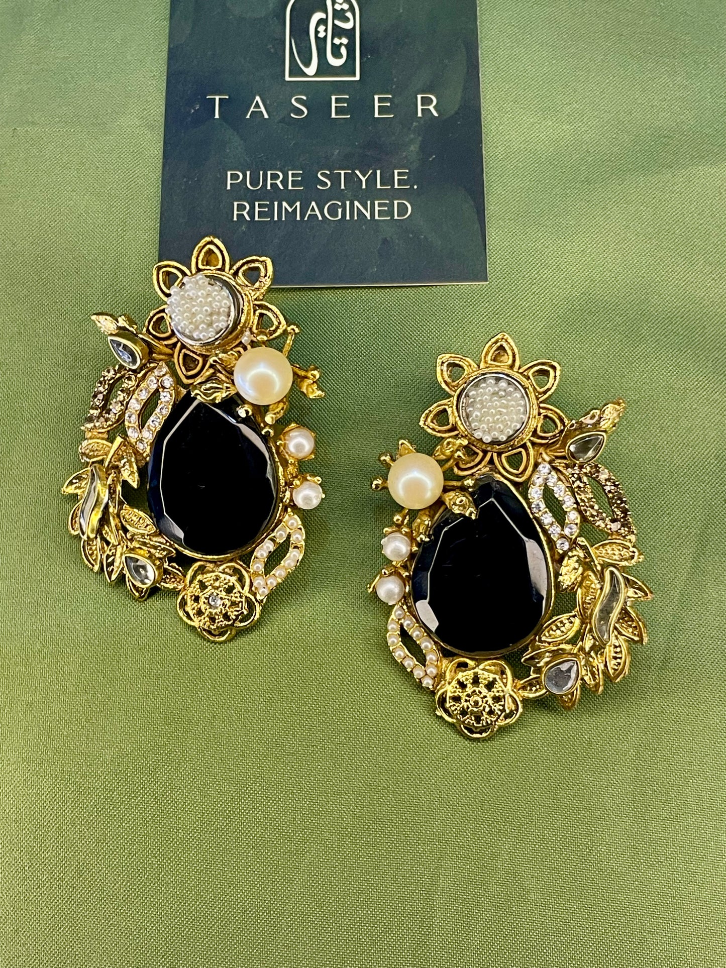 Earrings - Royal Pearled Turkish Stones Studs