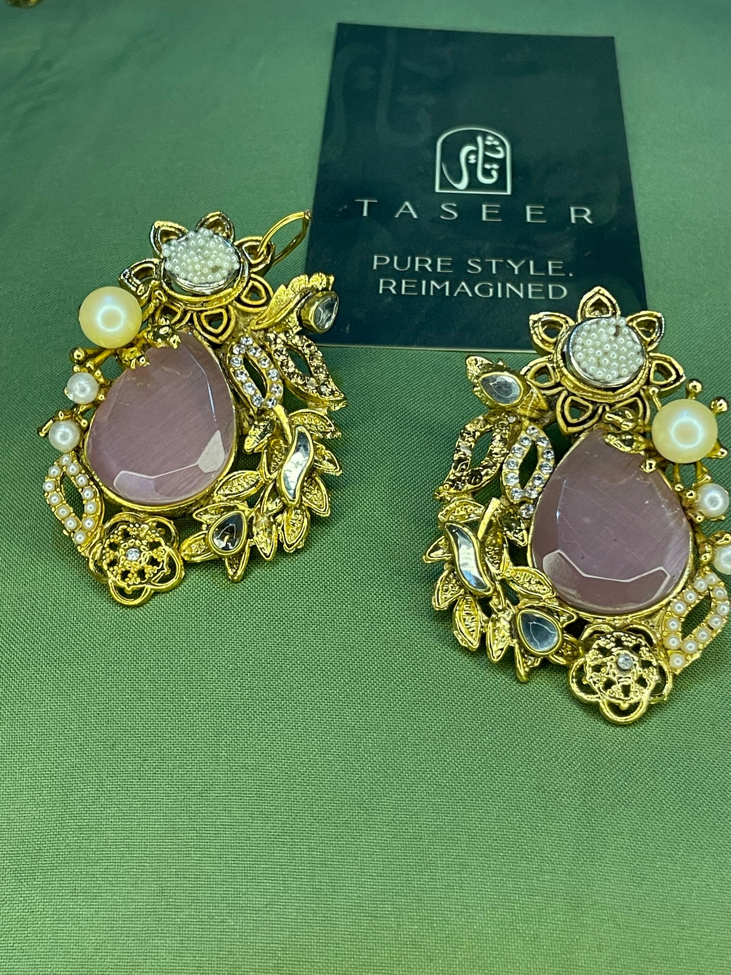 Earrings - Royal Pearled Turkish Stones Studs