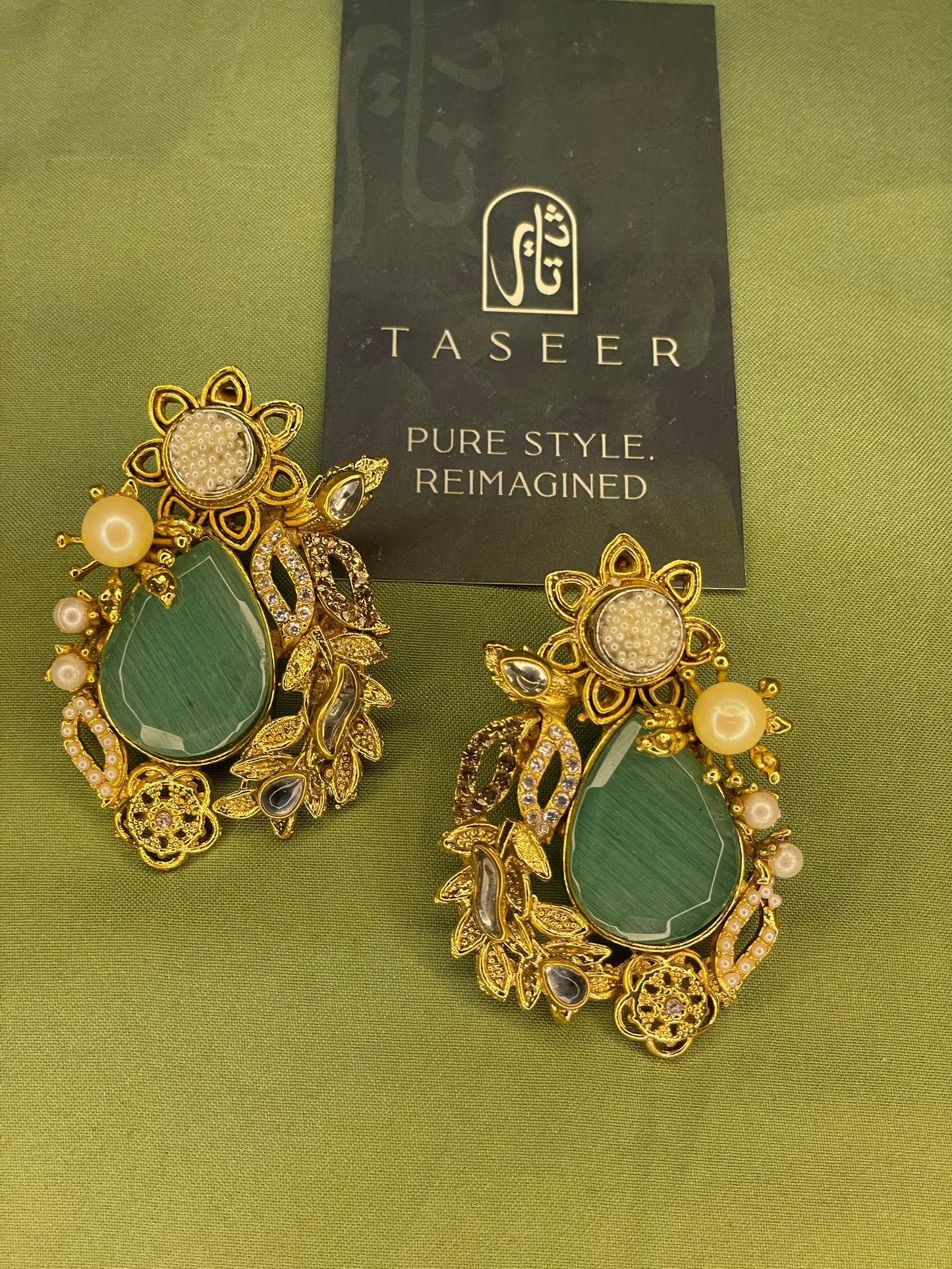 Earrings - Royal Pearled Turkish Stones Studs