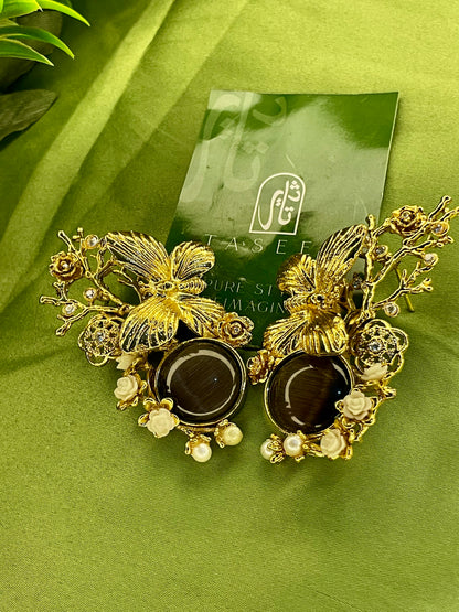 Earring - Butterfly Sparkle Stud - Brown