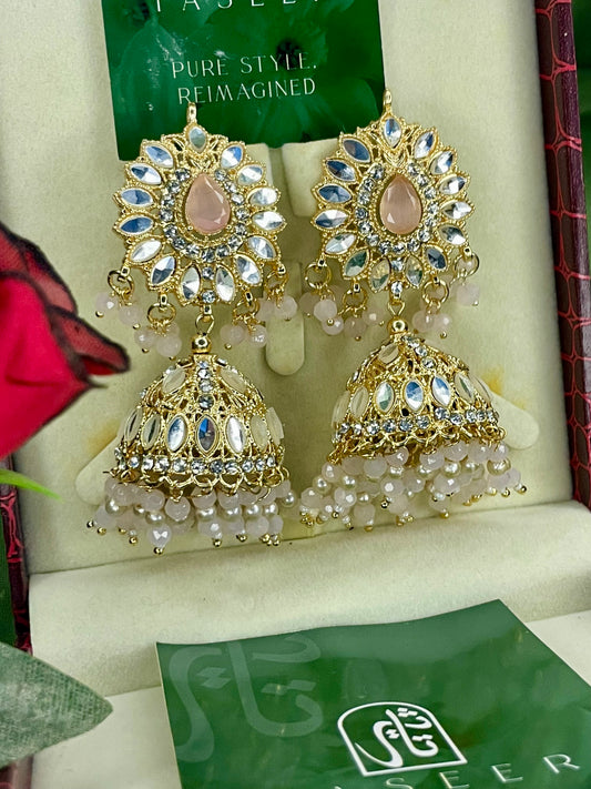 Earrings Bahawalpuri Kundan Jhumka - Round Diamond 02 - TER02