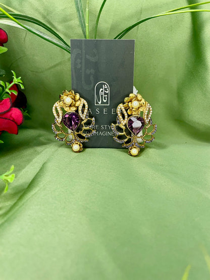 Earrings - Dreamy Studs - Purple