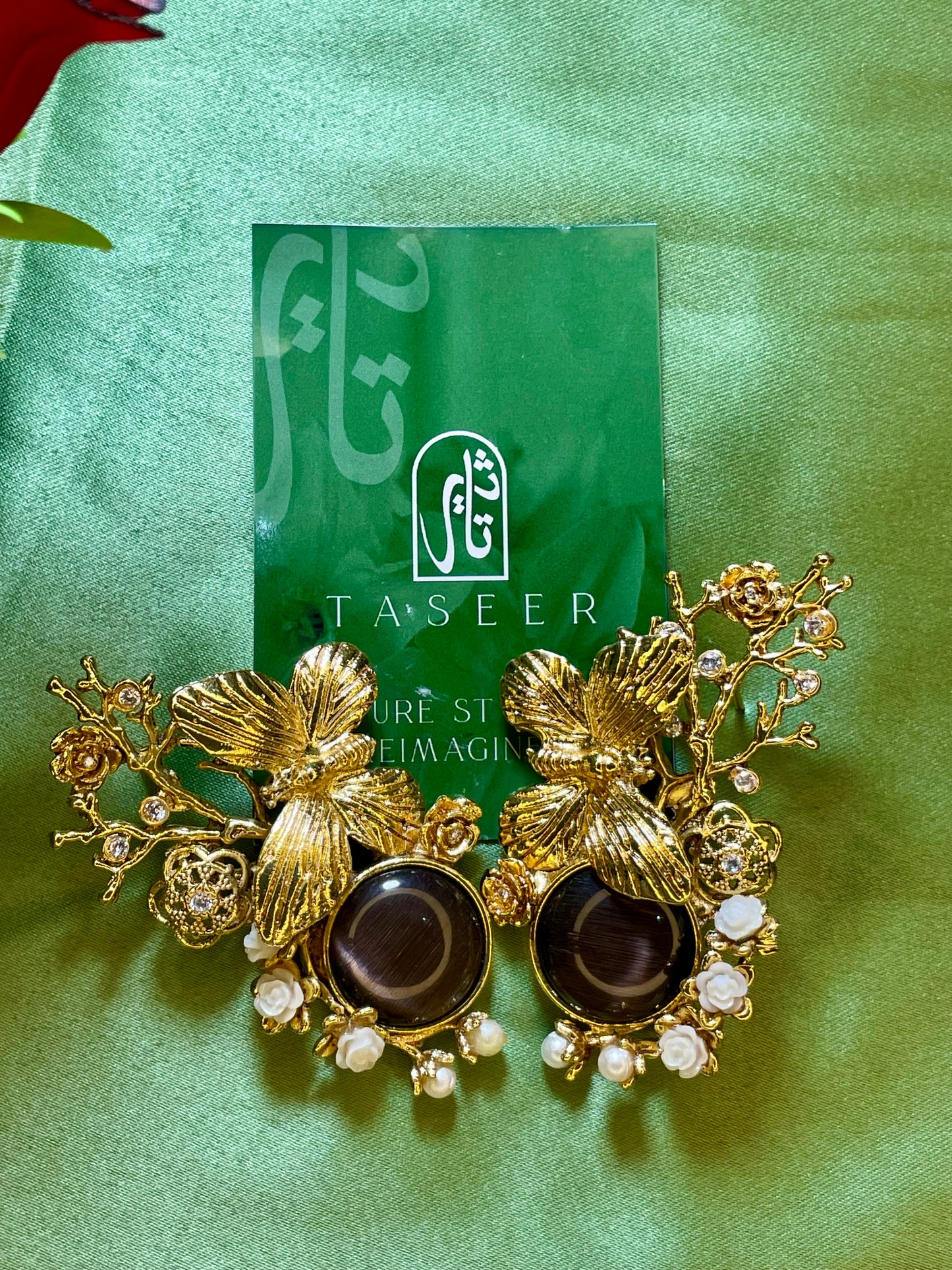 Earring - Butterfly Sparkle Stud - Brown