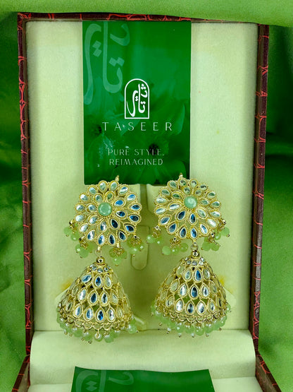 Earrings Bahawalpuri Kundan Jhumka - Round Diamond 01 - TER01