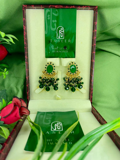 Egyptian Stud Earrings - Green