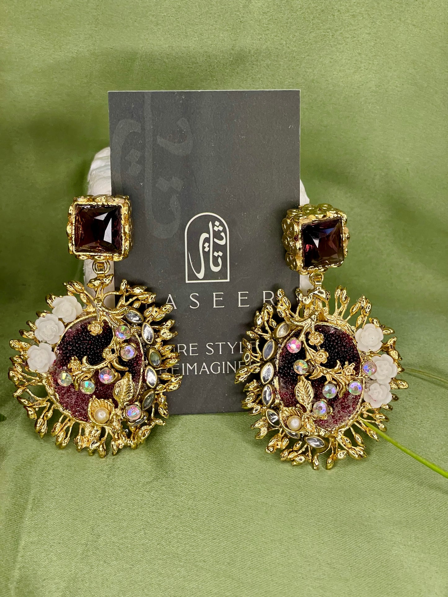 Earrings - Royal Gulab Stud - Brown