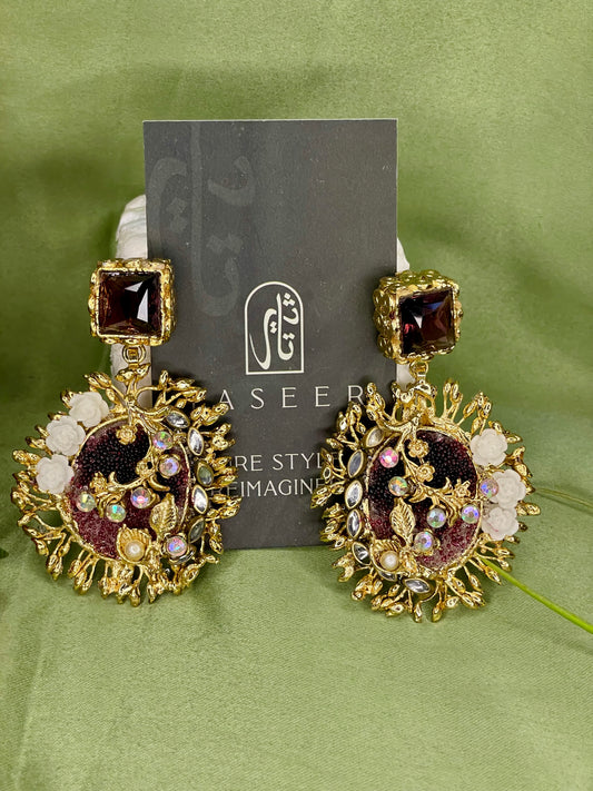 Earrings - Royal Gulab Stud - Brown
