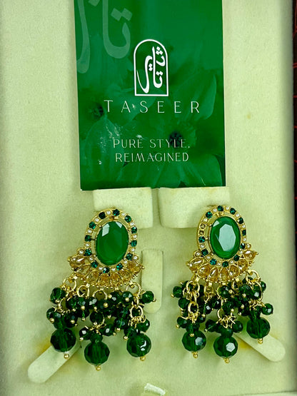 Egyptian Stud Earrings - Green