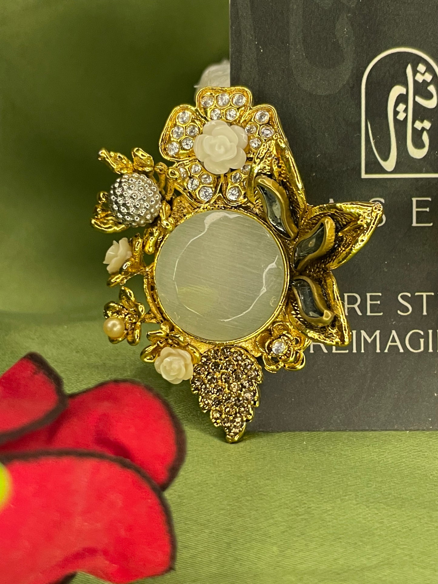 Earrings - Designer Semi Precious Stones Studs - Pearled