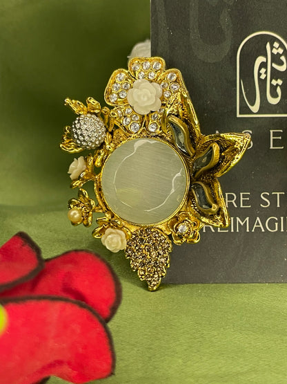 Earrings - Designer Semi Precious Stones Studs - Pearled