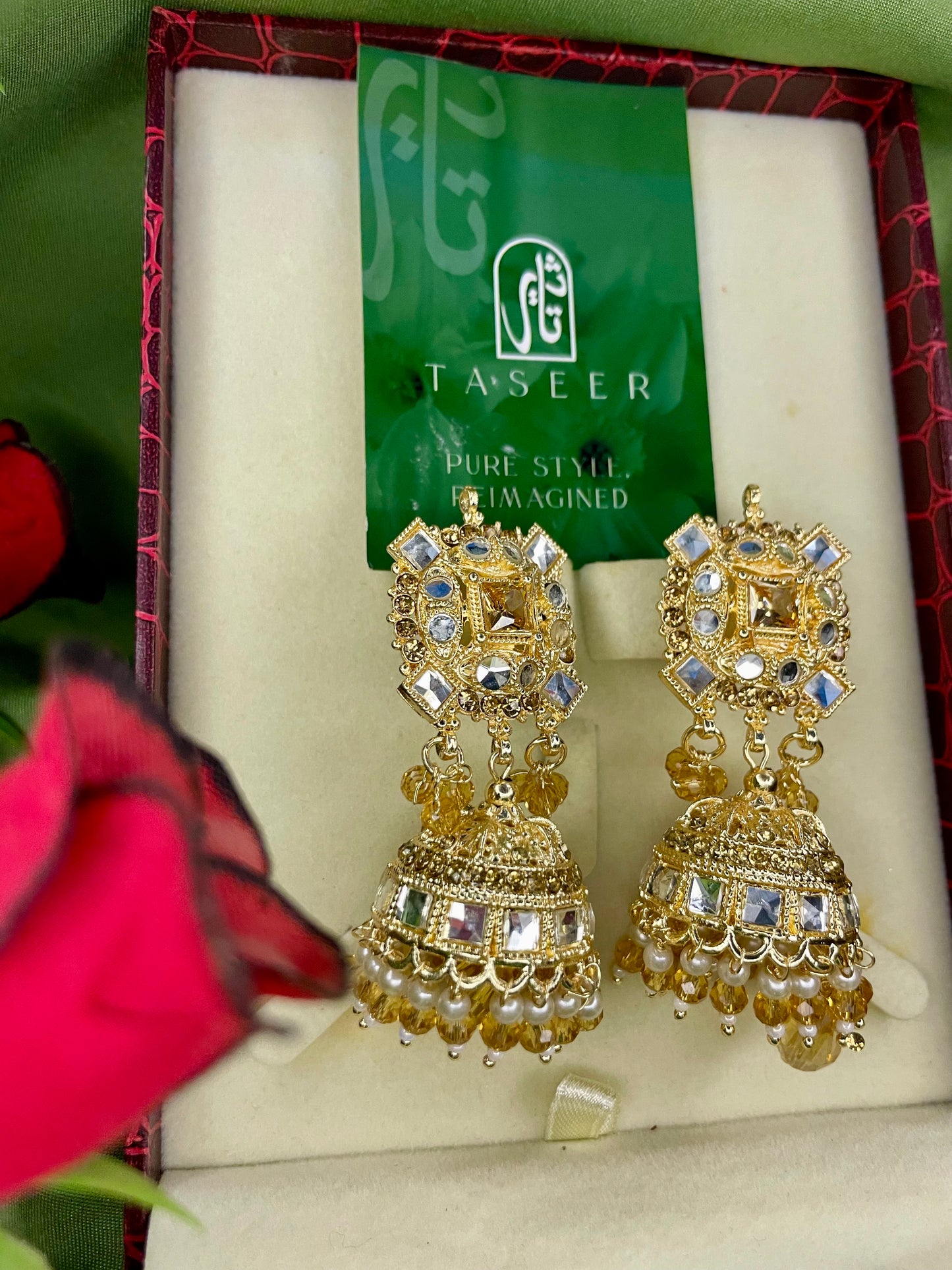 Earrings Bahawalpuri Kundan Jhumka - Golden - TER04