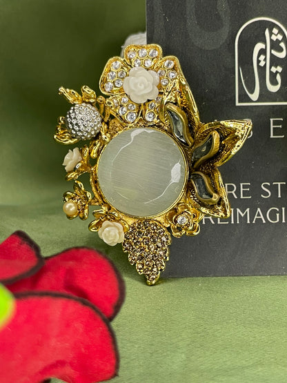 Earrings - Designer Semi Precious Stones Studs - Pearled