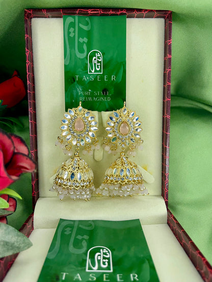 Earrings Bahawalpuri Kundan Jhumka - Round Diamond 02 - TER02