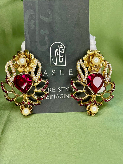 Earrings - Dreamy Studs - Red