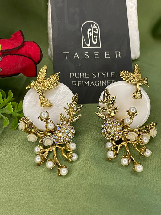 Earrings - Mother Pearled Bird Earrings