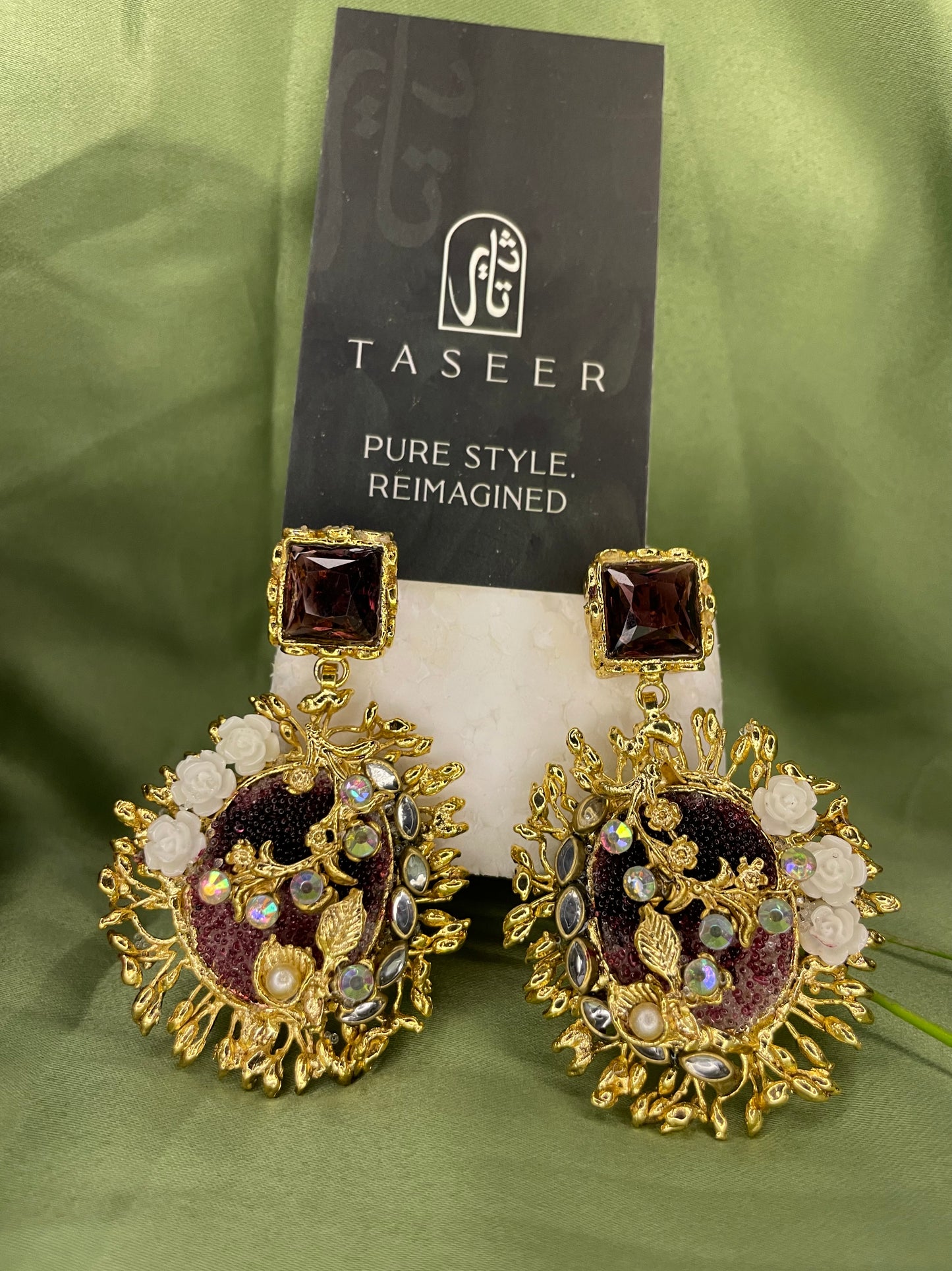 Earrings - Royal Gulab Stud - Brown