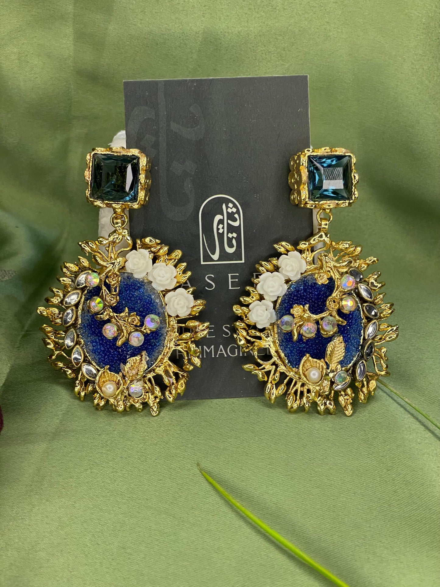 Earrings - Royal Gulab Stud - Pale Blue
