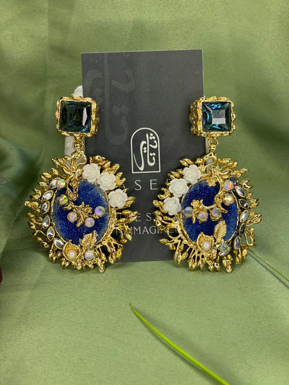 Earrings - Royal Gulab Stud - Pale Blue