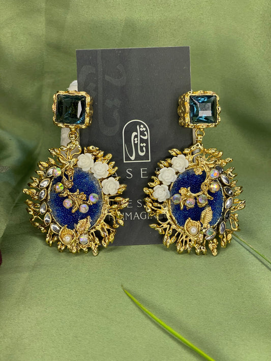 Earrings - Royal Gulab Stud - Pale Blue