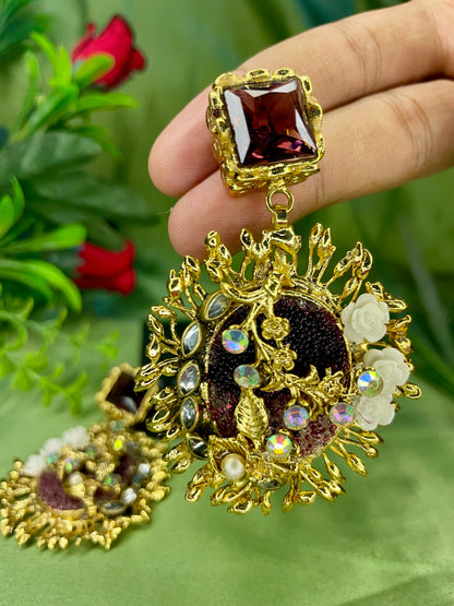 Earrings - Royal Gulab Stud - Brown