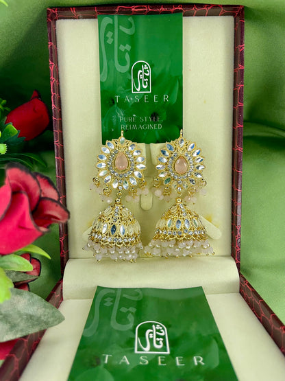 Earrings Bahawalpuri Kundan Jhumka - Round Diamond 02 - TER02