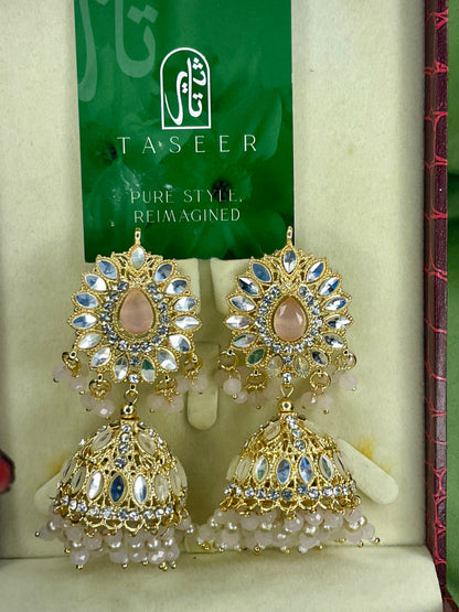 Earrings Bahawalpuri Kundan Jhumka - Round Diamond 02 - TER02