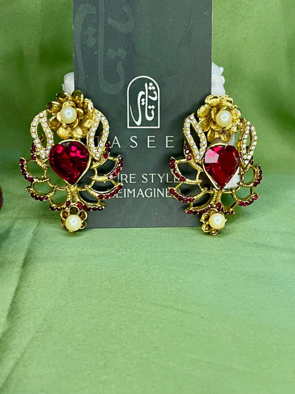 Earrings - Dreamy Studs - Red
