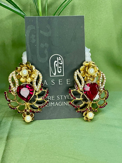 Earrings - Dreamy Studs - Red