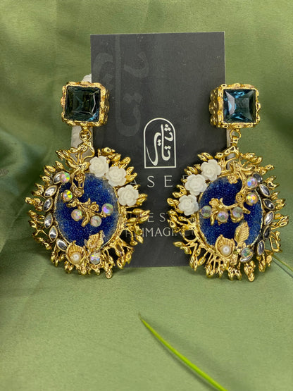 Earrings - Royal Gulab Stud - Pale Blue