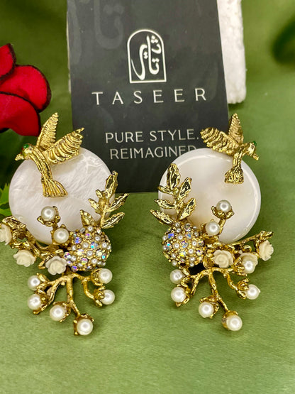 Earrings - Mother Pearled Bird Earrings