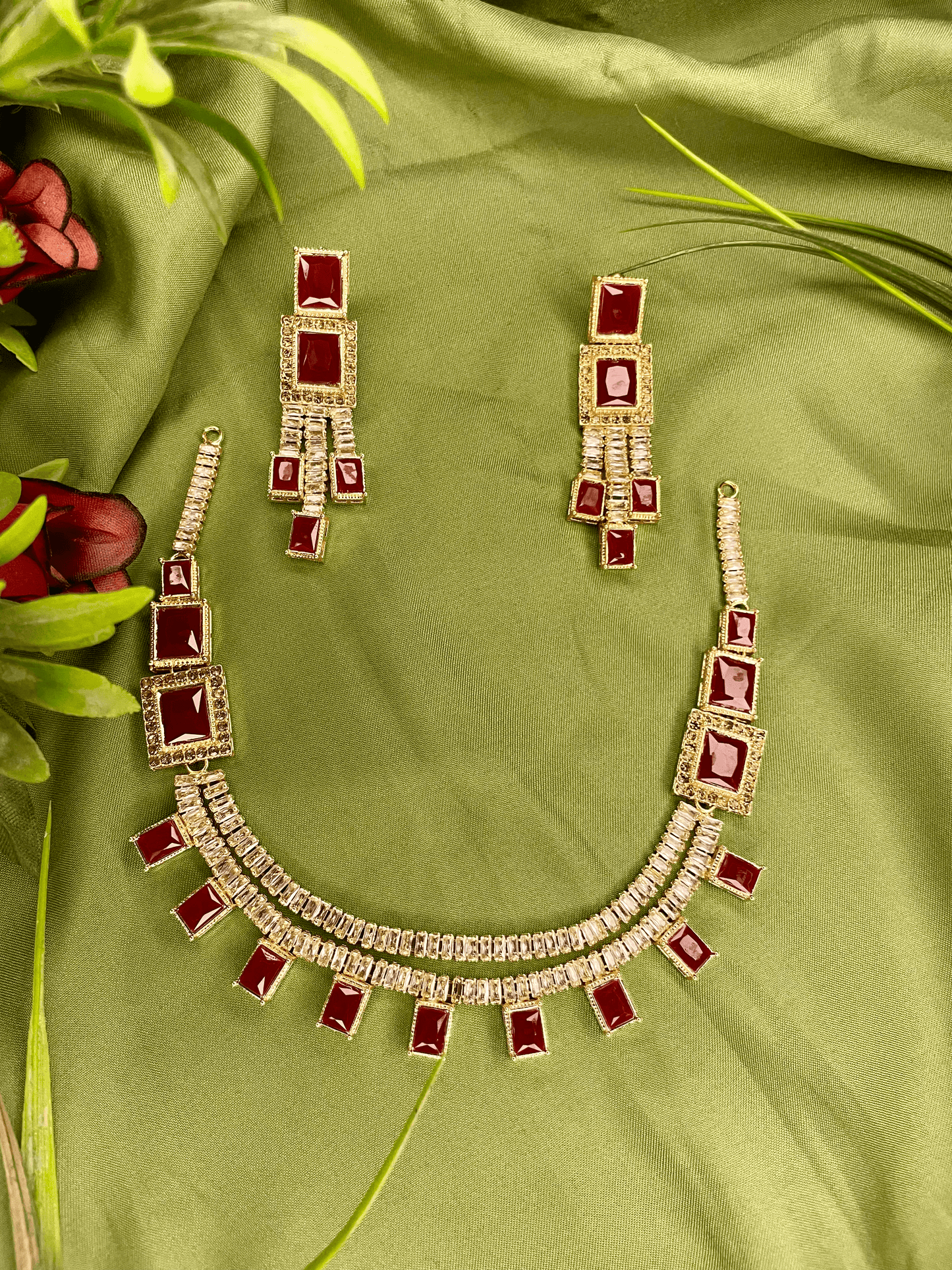 Mala Necklace Set - Red - TNC03
