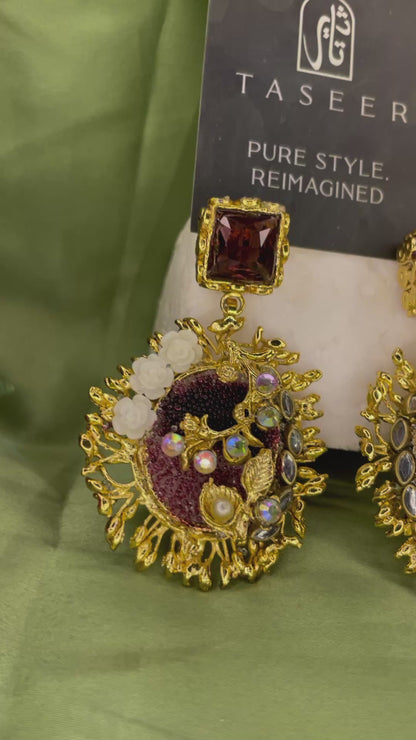 Earrings - Royal Gulab Stud - Brown